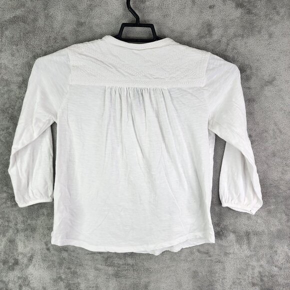 Womens White Lucky Brand Shirt Top Long Sleeve Round Neck Size M - Picture 7 of 11